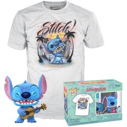 Pop & Tee - Disney Lilo & Stitch - Ukulele Stitch Flocked + T-Shirt L
